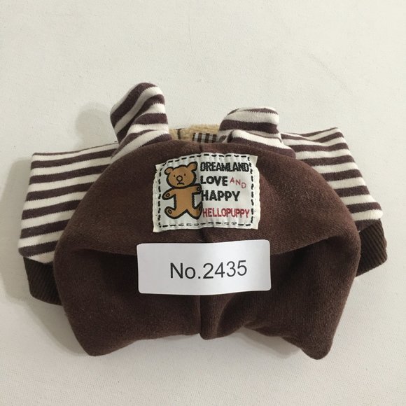 Bear Striped Hoodie Dog Clothes Brown Size Medium - Picture 10 of 10